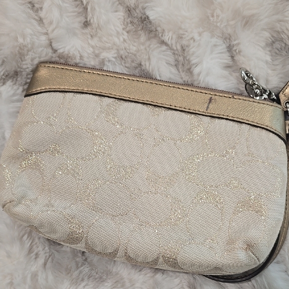 Coach Gold and Cream Wristlet - Picture 4 of 6